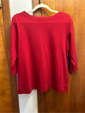 Karen Scott Red 3/4 Sleeve CottonTop